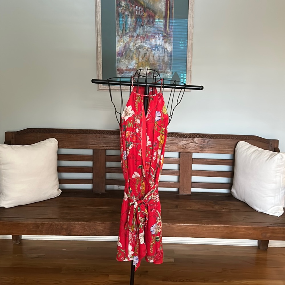 Alice + Olivia Red Floral Mini Dress